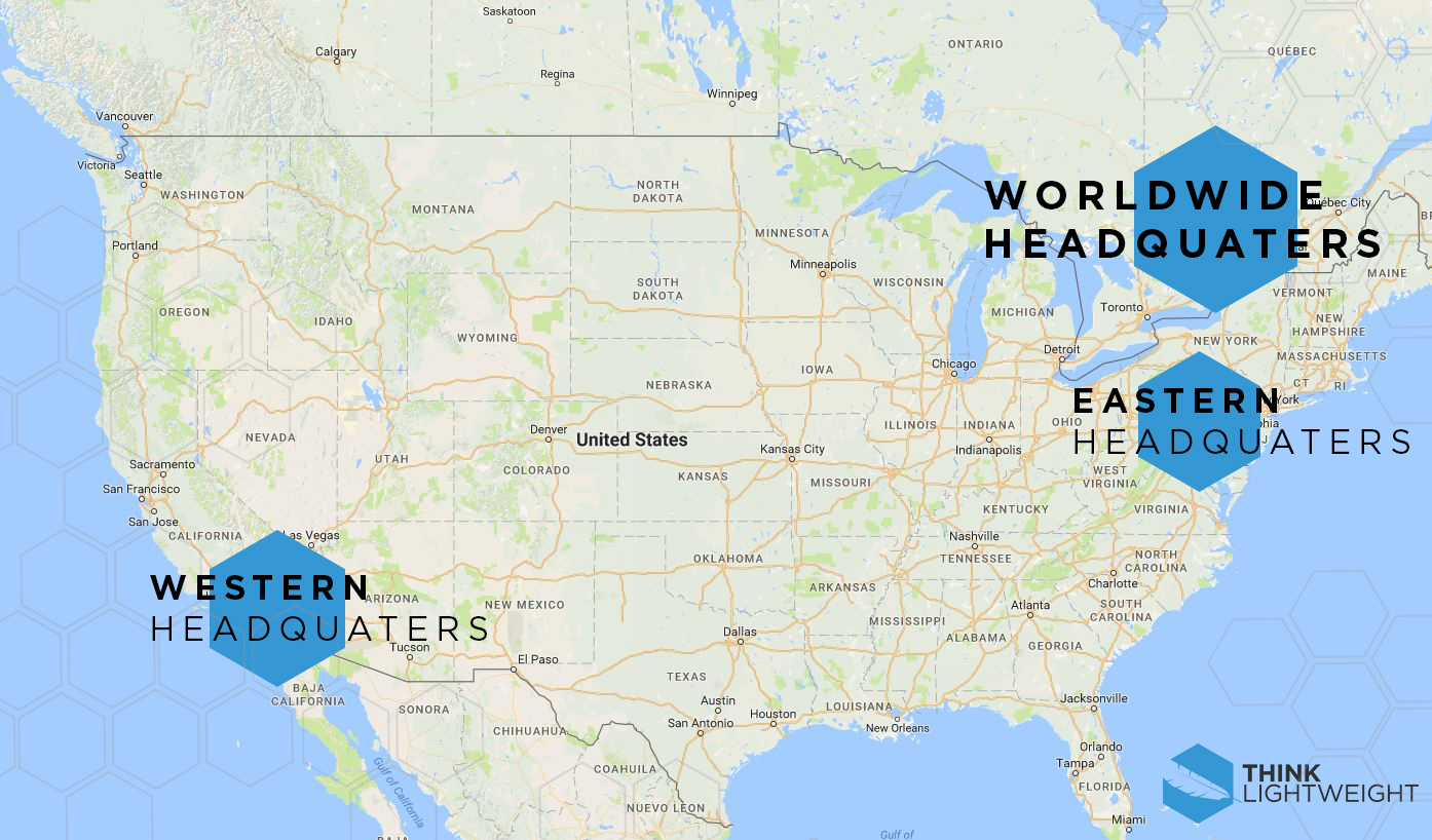 Map USA and Canada with Think Lightweight Offices