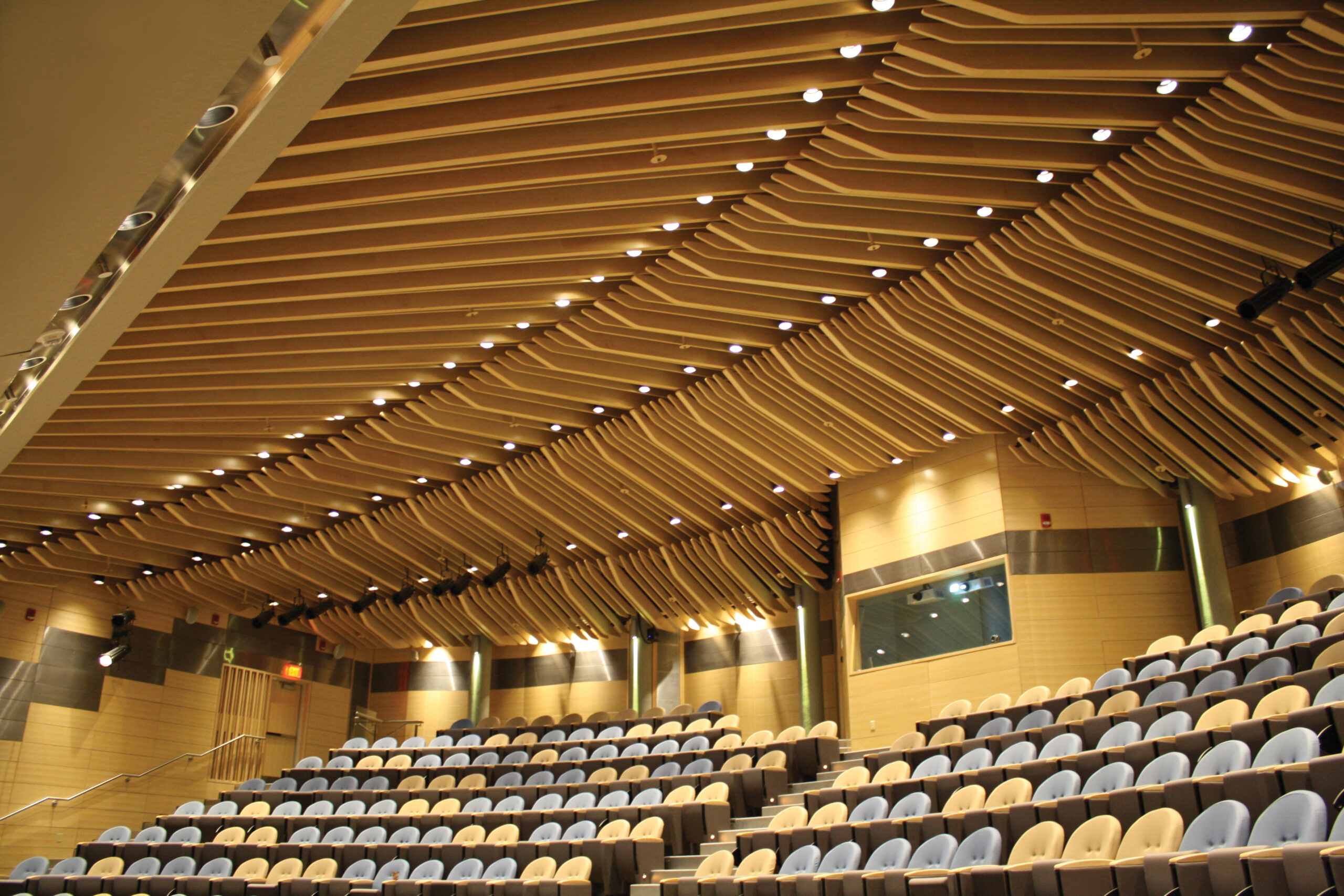 London Hospital Lecture Theatre Think Lightweight Royal Plywood Ceiling Baffles Ceiling Beams Ceiling Beams near me Ceiling Baffles near me Ceiling laminate beams